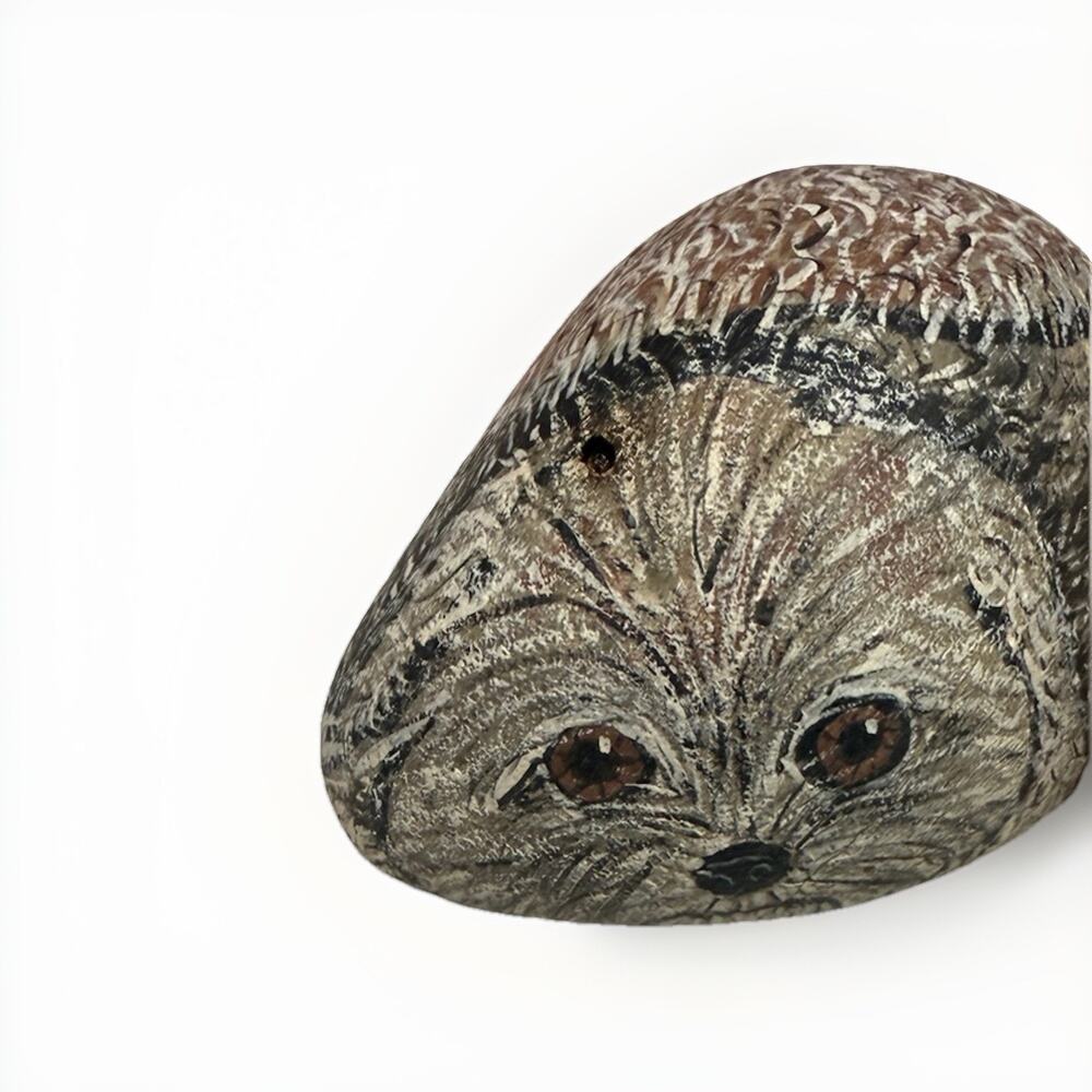 Vintage Maltese Terrier Dog Puppy Hand Painted Rock Stone Signed 4” - Picture 2 of 7